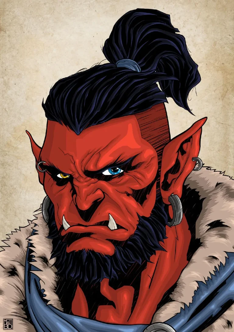 Portrait de Scrag, un demi-orc rouge